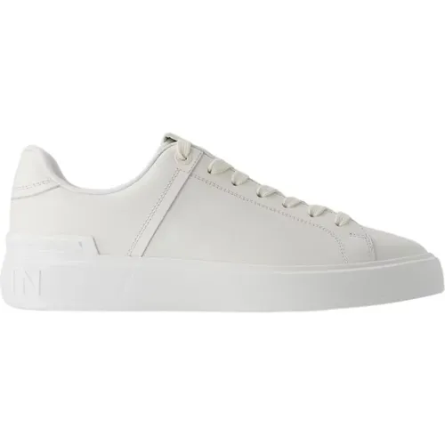 Weiße Leder Court Sneakers , Damen, Größe: 39 EU - Balmain - Modalova