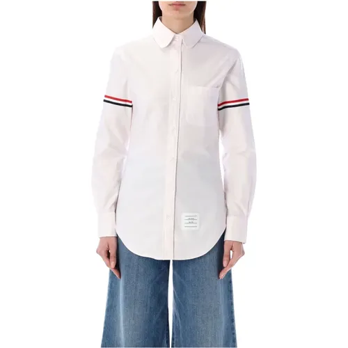 Classic Round Collar Shirt with RWB Grosgrain , female, Sizes: XS, 2XS, 3XS - Thom Browne - Modalova