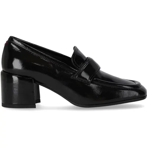 Schwarzer Glaze Absatz-Loafer , Damen, Größe: 40 EU - Halmanera - Modalova