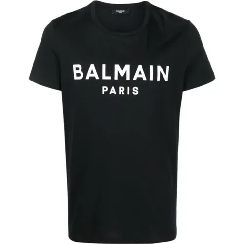 Ökologisch gestaltetes T-Shirt mit Logodruck , Herren, Größe: XL - Balmain - Modalova