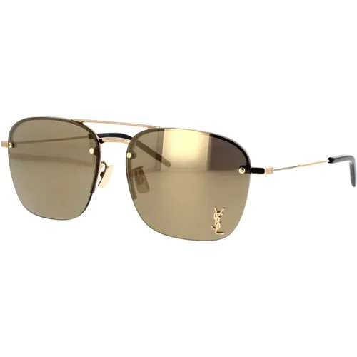 Sonnenbrille im Caravan-Stil mit verspiegelten Gläsern - Saint Laurent - Modalova