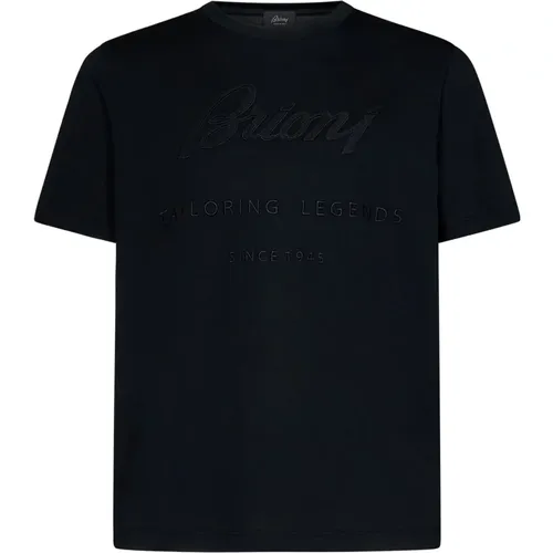 Cotton T-Shirt with Embroidered Logo , male, Sizes: 2XL, L, M, XL, S - Brioni - Modalova