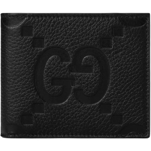 Leather Wallet with Jumbo GG Logo , male, Sizes: ONE SIZE - Gucci - Modalova