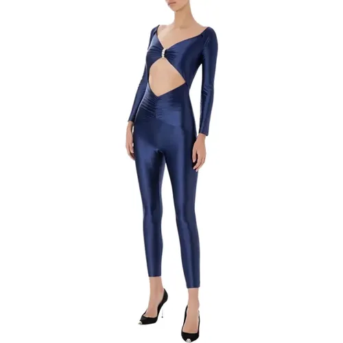 Skinny Jumpsuit mit Bateau-Ausschnitt , Damen, Größe: L - Elisabetta Franchi - Modalova