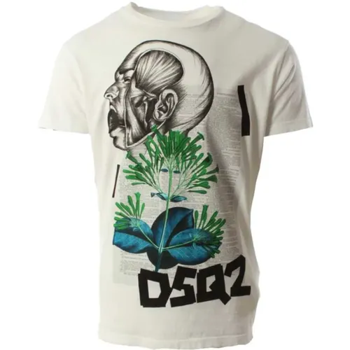 Herren Weißes Baumwoll-T-Shirt , Herren, Größe: XS - Dsquared2 - Modalova