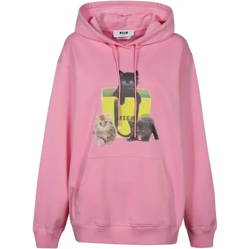 Baumwoll-Hoodie mit Frontdruck , Damen, Größe: M - MSGM - Modalova