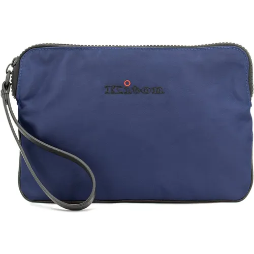 Technical Material iPad Handbag with Embroidered Brand Logo , male, Sizes: ONE SIZE - Kiton - Modalova