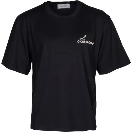 Herren Rundhals T-Shirt. Kurzarm. Hergestellt in Italien , Herren, Größe: XS - Laneus - Modalova