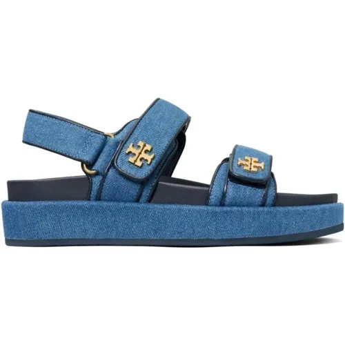 Denim Sandals with Gold-tone Hardware , female, Sizes: 4 UK, 2 1/2 UK - TORY BURCH - Modalova