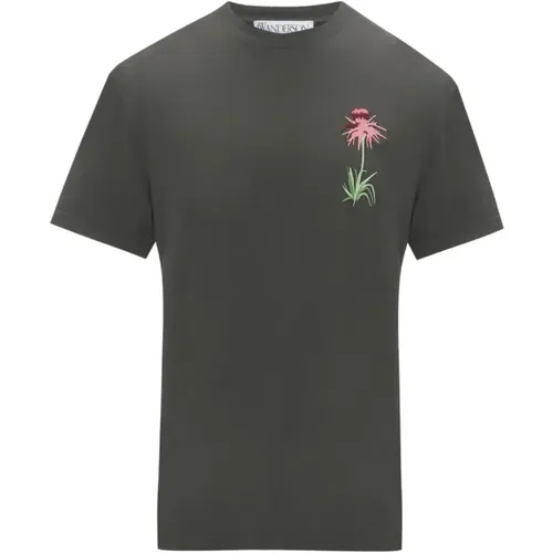 Graues Baumwoll-T-Shirt mit regulärer Passform und Pol Anglada Grafik , Herren, Größe: 2XL - JW Anderson - Modalova