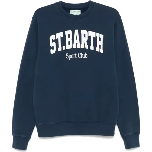 Blauer Pullover mit Logodruck , Herren, Größe: L - MC2 Saint Barth - Modalova