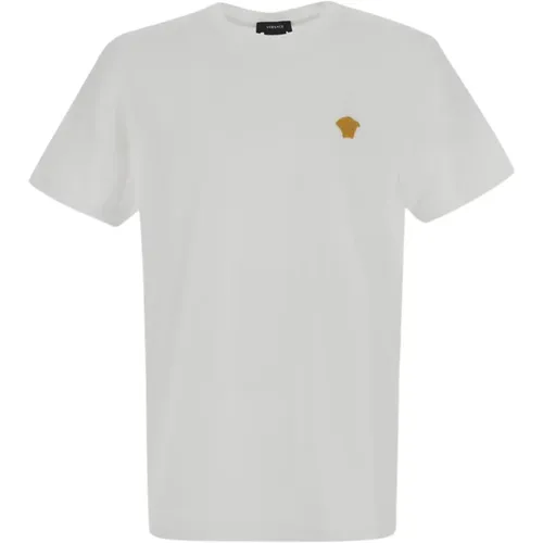 Goldenes Medusa besticktes T-Shirt - Versace - Modalova