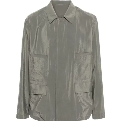Ash Grey Overshirt with 4 Pockets , male, Sizes: XL, M - Lemaire - Modalova