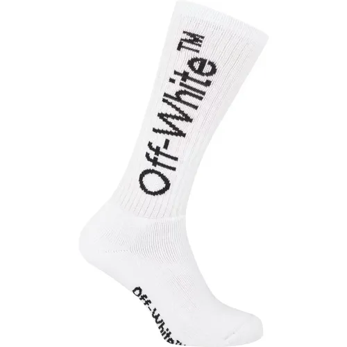 Off , Diagonal Logo Long Socks , female, Sizes: ONE SIZE - Off White - Modalova