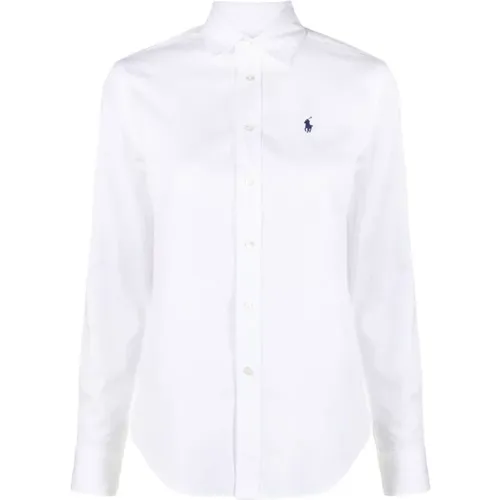 Logo-Embroidered Cotton Shirt , female, Sizes: S, L - Ralph Lauren - Modalova