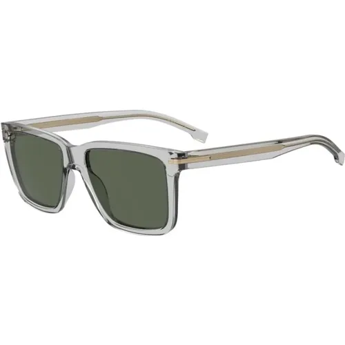 Stylish Grey Frame Green Lens Sunglasses , unisex, Sizes: 55 MM - Boss - Modalova