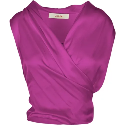 Silk V-neck Sleeveless Top , female, Sizes: S, M, L - Jucca - Modalova
