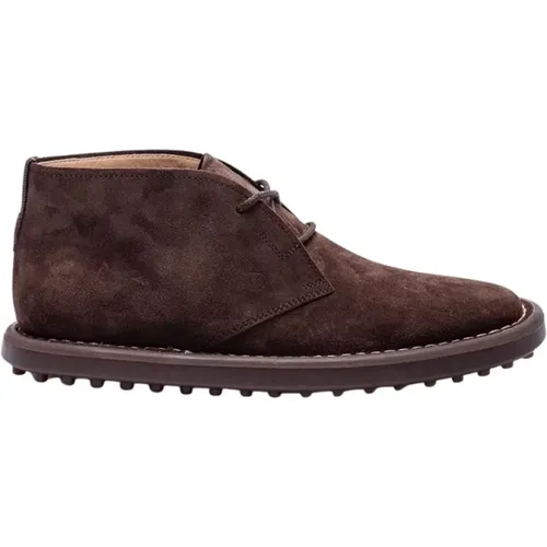 Braune Leder Schnürstiefel - Polaako Ideal , Herren, Größe: 44 EU - TOD'S - Modalova