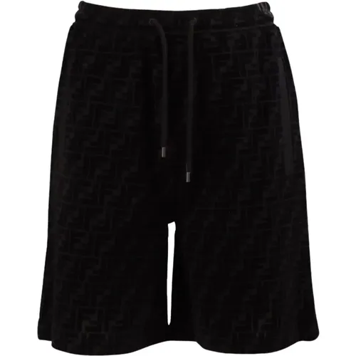 Schwarze Piqué Bermuda Shorts - Fendi - Modalova