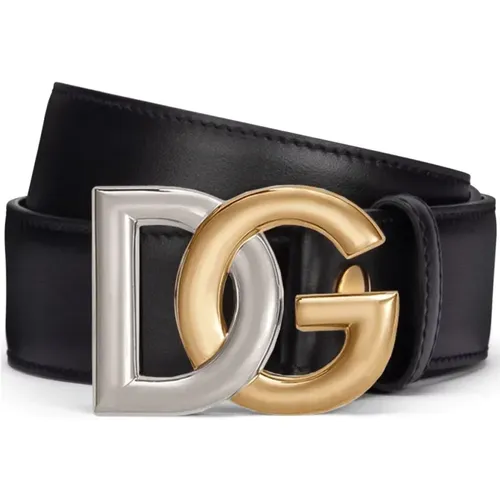Logo-buckle leather belt in , male, Sizes: 110 CM, 100 CM, 105 CM - Dolce & Gabbana - Modalova