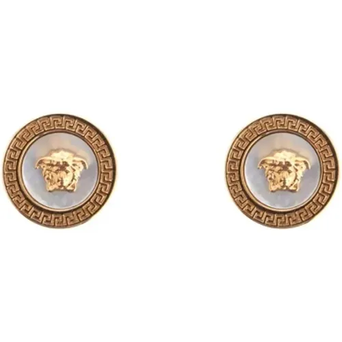 Medusa Gold Button Earrings , female, Sizes: ONE SIZE - Versace - Modalova