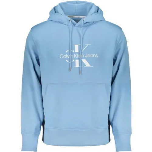 Blaue Kapuzenlogo-Sweatshirt , Herren, Größe: L - Calvin Klein - Modalova