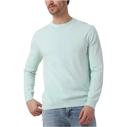 Mintgrüner Essential Ecovero Pullover , Herren, Größe: S - Scotch & Soda - Modalova