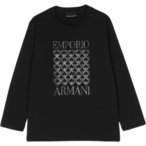 Langarm Baumwoll T-Shirt mit Logo-Dekoration - Armani - Modalova