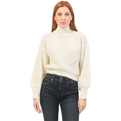 Weißen Pullover mit hohem Kragen , Damen, Größe: L - Gaudi - Modalova