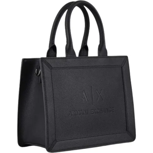 Damenhandtasche mit Doppelgriff, Schwarz - Armani Exchange - Modalova