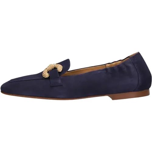 Blaue Wildleder Loafers mit Horsbit Detail , Damen, Größe: 40 EU - Pedro Miralles - Modalova