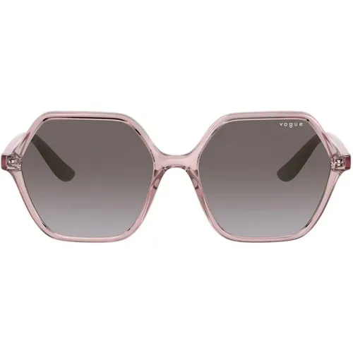 Rosa/Grau Getönte Sonnenbrille , Damen, Größe: 55 MM - Vogue - Modalova