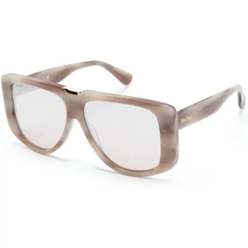 Braun/Havana Sonnenbrille mit Zubehör,Stilvolle Sonnenbrille in Schwarz und Grau,MM0075 01B Sungles - Max Mara - Modalova
