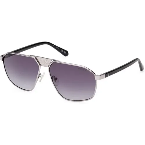 Shiny Gunmetal Sunglasses with Gradient Smoke Lenses , unisex, Sizes: 59 MM - Guess - Modalova
