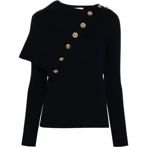 Merino Wool Sweater with Button Detailing , female, Sizes: S, M - Paco Rabanne - Modalova