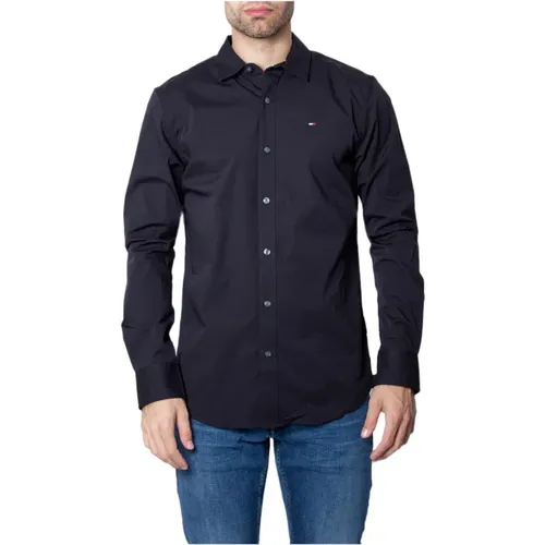 Herren Schwarzes Langarmshirt mit Druck , Herren, Größe: 3XL - Tommy Hilfiger - Modalova