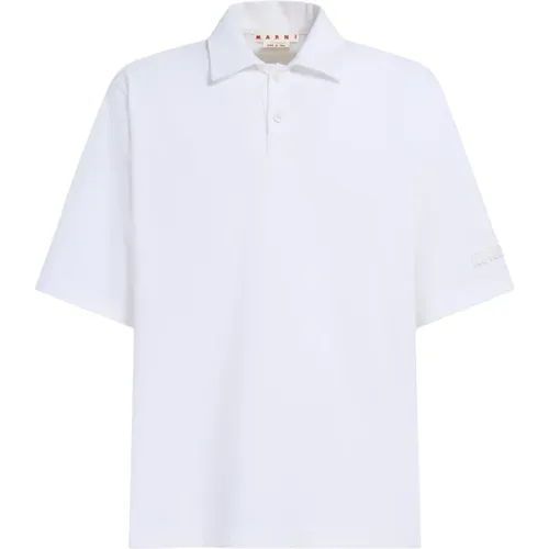 Cotton oversized polo shirt with patches , male, Sizes: M - Marni - Modalova