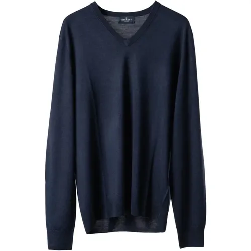 Luxury Merino-Silk V-Neck Sweater , male, Sizes: M, XL, L - Hackett - Modalova