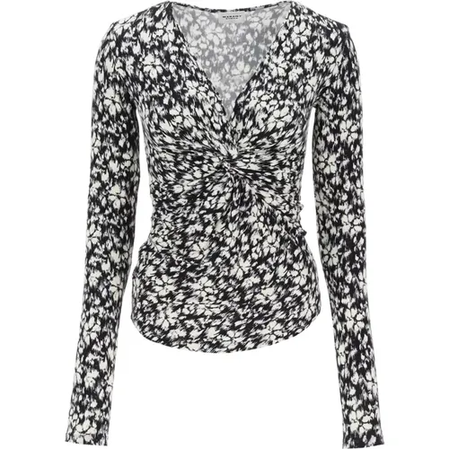 Blumiges Langarm-Jersey-Top - Isabel Marant Étoile - Modalova