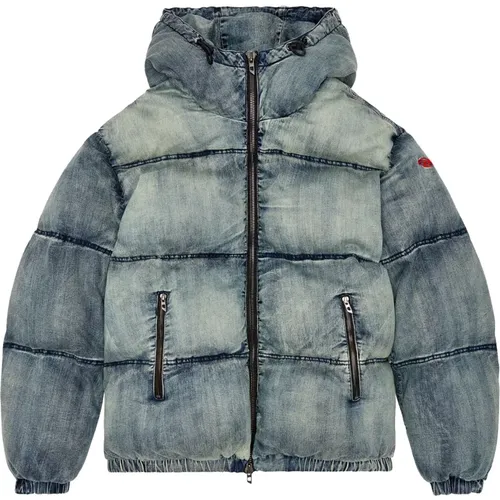 Padded Jacket with Hood and Zip , male, Sizes: M - Diesel - Modalova