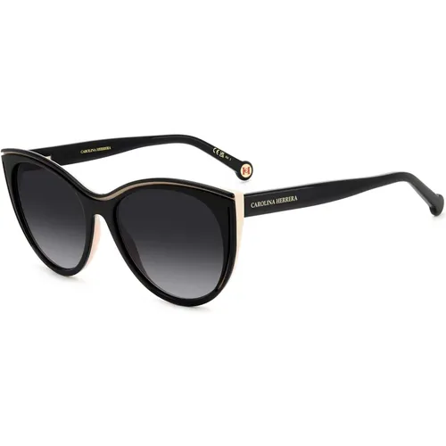 Black Nude Sunglasses with Dark Grey Shaded Lenses , female, Sizes: 56 MM - Carolina Herrera - Modalova