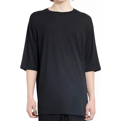 Oversized Schwarzes Baumwoll-Modal-T-Shirt,T-Shirts,Cremefarbenes Oversize Modal Baumwoll T-Shirt - Thom Krom - Modalova