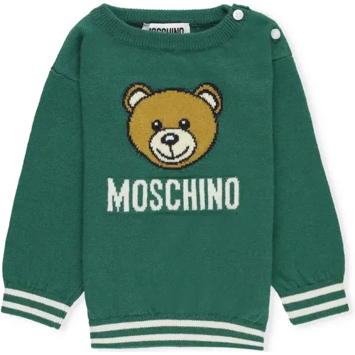 Grüner Baby-Pullover mit Teddybär-Logo - Moschino - Modalova