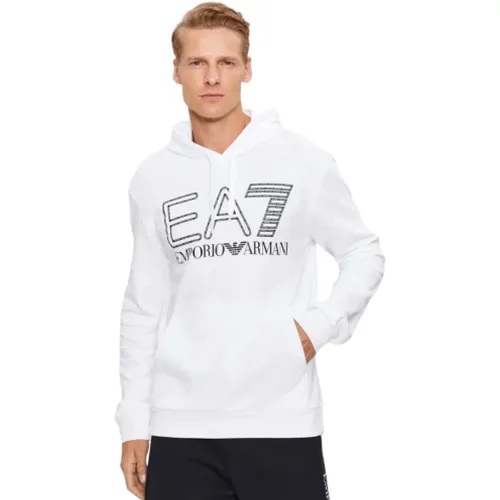 Herren Weißer EA7 Armani Kapuzenpullover , Herren, Größe: M - Emporio Armani EA7 - Modalova