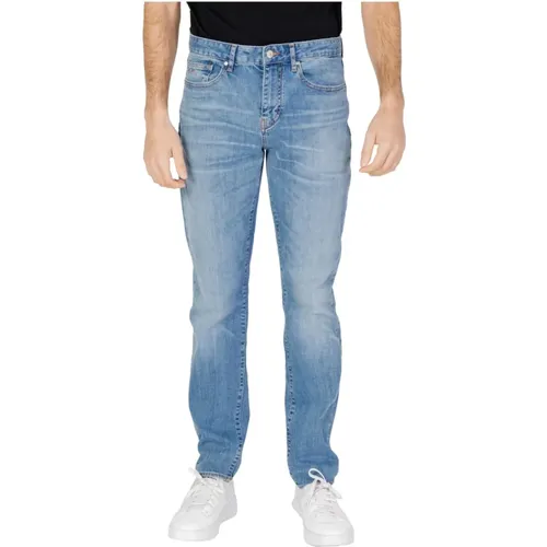 Blaue Plain Jeans mit Reißverschluss , Herren, Größe: W31 L30 - Armani Exchange - Modalova