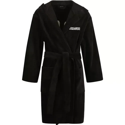 Luxury Terry-Cloth Hooded Cotton Bathrobe , male, Sizes: M - Dsquared2 - Modalova