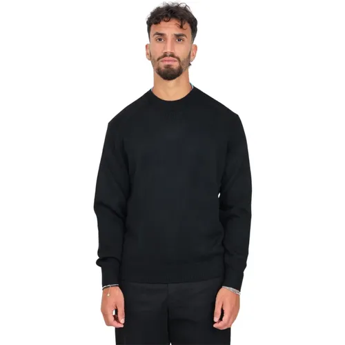 Schwarzer Rundhalsausschnitt Pullover Basic Vielseitig , Herren, Größe: M - Armani Exchange - Modalova