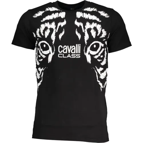 Schwarzes T-Shirt mit kurzen Ärmeln für Herren , Herren, Größe: XL - Cavalli Class - Modalova