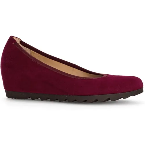 Samt Bordeaux Keil Ballerina Schuhe , Damen, Größe: 42 EU - Gabor - Modalova