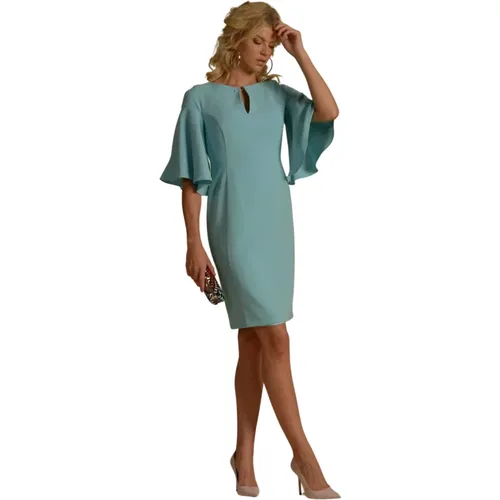 Elegant Short Crepe Dress - Celeste , female, Sizes: XL, 2XL - Moskada - Modalova